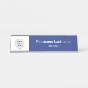 Blauw Uw Logo Modern Desk Name Bord Bureau Naambordje
