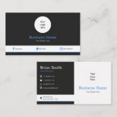 Blauw Uw Logo Moderne Sociale Media Profiel Visitekaartje (Voorkant / Achterkant)