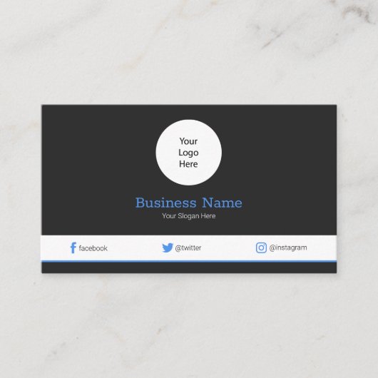 Blauw Uw Logo Moderne Sociale Media Profiel Visitekaartje (Voorkant)