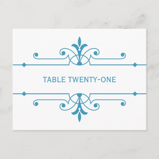 Blauw v2 Fancy siertabelnummer Briefkaart (Voorkant)