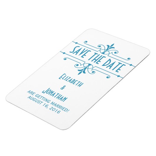 Blauw v2 Fancy Versiering Opslaan Datum magneet (Linkerzijde)