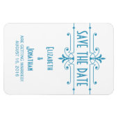 Blauw v2 Fancy Versiering Opslaan Datum magneet (Horizontaal)