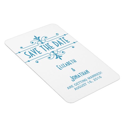Blauw v2 Fancy Versiering Opslaan Datum magneet (Rechterzijde)