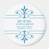 Blauw v2 Fancy Versiering Opslaan Datum magneet (Voorkant)