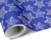 Blauw Vakantie Sterren Wrapping Papier (Rol Hoek)