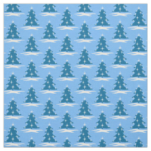 Blauw vakantie stof Blauwe kerstboom stoffen