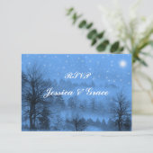 Blauw, Vakantie, Winter bruiloft reactie Kaart (Staand voorkant)
