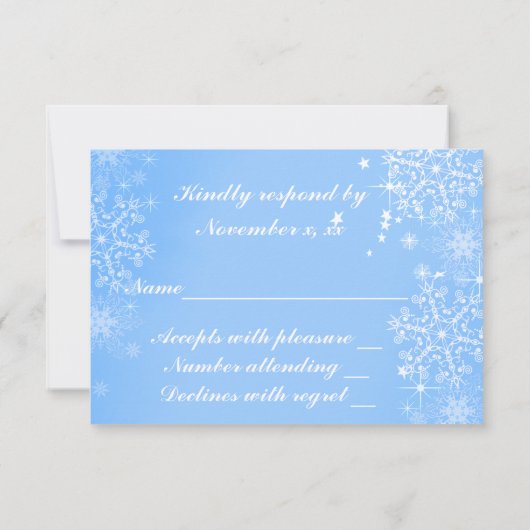 Blauw, Vakantie, Winter bruiloft reactie Kaart (Achterkant)