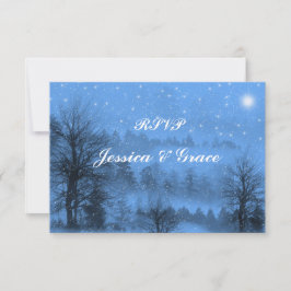 Blauw, Vakantie, Winter Bruiloft Reactiekaart RSVP Kaartje