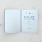 Blauw Valentijn Hart met Liefde Gedicht Kaart (Binnen)