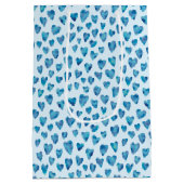 Blauw Valentijn Hartpatroon Medium Cadeauzakje (Achterkant)