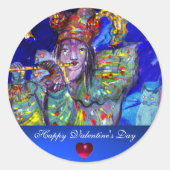 BLAUW-/Valentijn-Masquerade Ronde Sticker (Voorkant)