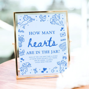 Blauw Valentijn Raad Hoeveel Harten Baby Borrel  Poster
