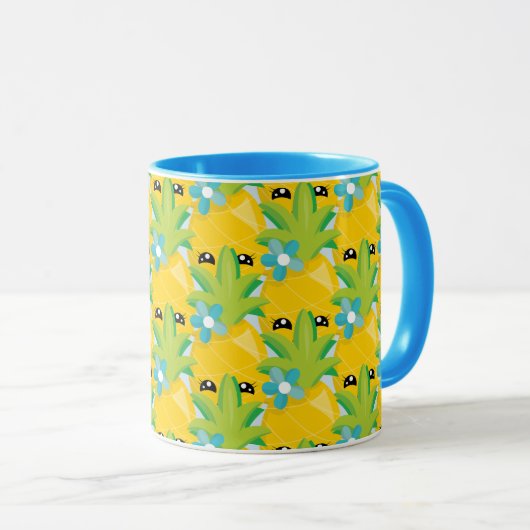 Blauw van ananasappelblauw mok (Voorkant rechts)