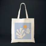 Blauw van bladeren en zonnige uiteinden van Abstra Tote Bag<br><div class="desc">Moderne Abstracte bladeren en zonnige uiteinden in wit en pastblauw.</div>