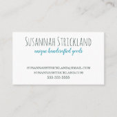 Blauw van breien achterhandschrift visitekaartje (Voorkant)