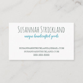 Blauw van breien achterhandschrift visitekaartje