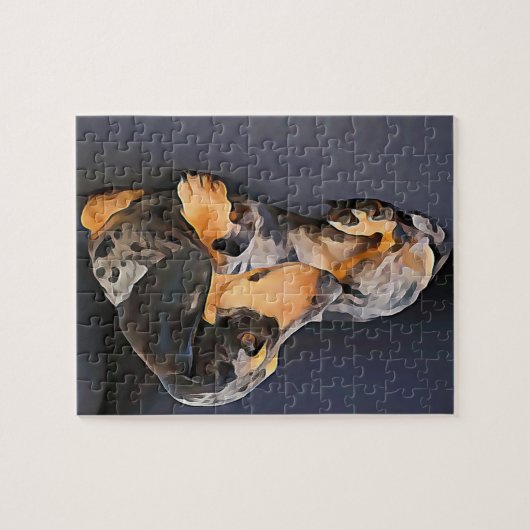blauw van dachshund legpuzzel (Horizontaal)