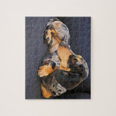 blauw van dachshund legpuzzel (Verticaal)