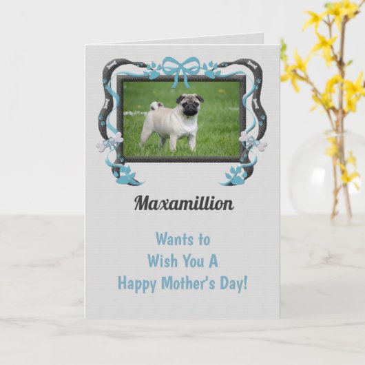 Blauw van de hond Moederdag Kaart (Gele Bloem)