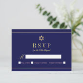 Blauw | van de jodenster RSVP diep met Adres (Staand voorkant)