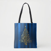 Blauw van de kerstgouden boom tote bag (Voorkant)