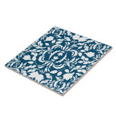  blauw van de marine en wit William Morris patroon Tegeltje (Zijkant)