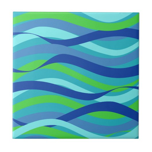 Blauw van de oceaangolf en groen ontwerp tegeltje (Voorkant)