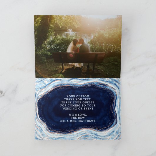 Blauw van de saffier nam de Gouden Foto van het Bedankkaart (Binnen)