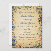  blauw van de Teapot Rustic Bridal Tea Invites Kaart (Achterkant)