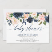 Blauw van de zeemacht en wazig roze lichtelegant b kaart (Voorkant)