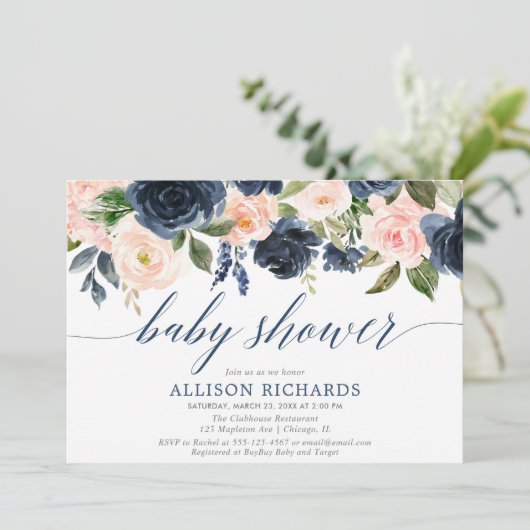 Blauw van de zeemacht en wazig roze lichtelegant b kaart (Staand voorkant)