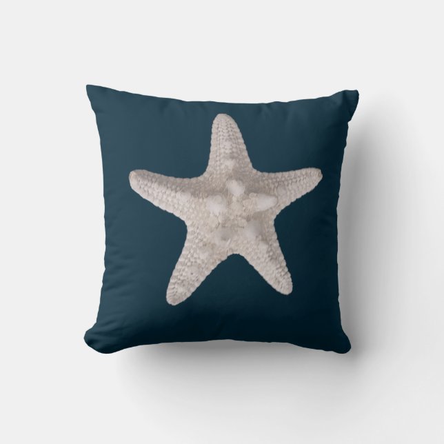 Blauw van de zeemacht van de Starfish Nautical Bea Kussen (Voorkant)