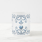 Blauw van gescroleerde harten van mok van glas (Center)