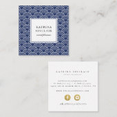 Blauw van het Japanse golfpatroon Vierkante Visitekaartje (Voorkant / Achterkant)