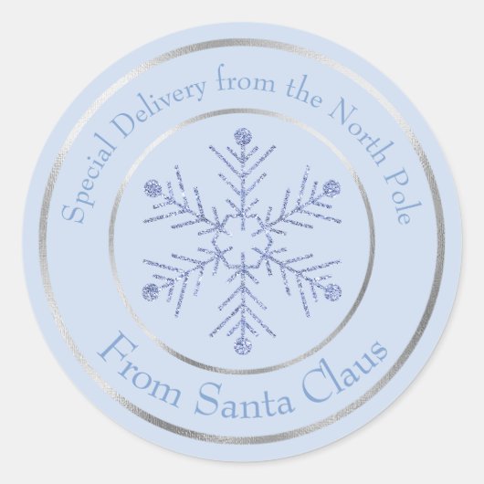 Blauw van Sinterklaas Glitter Sneeuwvlok Ronde Sticker (Voorkant)