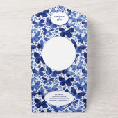 Blauw van vlinder all in one uitnodiging (Buitenkant)