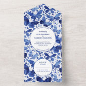 Blauw van vlinder all in one uitnodiging (Binnen)
