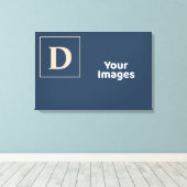 Blauw/Vanilla Family Initiaal Foto Display Canvas Afdruk (Insitu (Houten vloer))