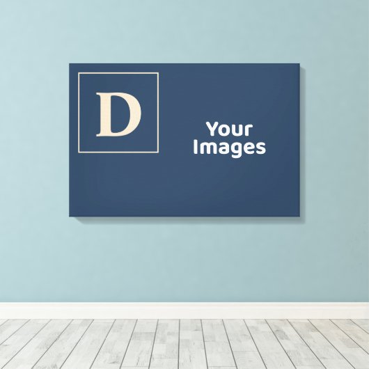 Blauw/Vanilla Family Initiaal Foto Display Canvas Afdruk (Insitu (Houten vloer))