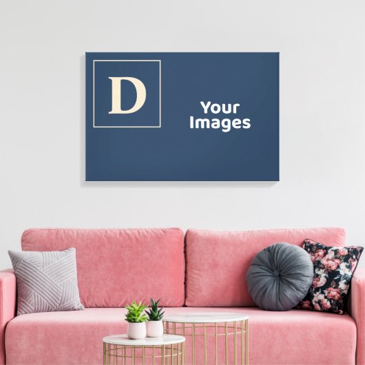 Blauw/Vanilla Family Initiaal Foto Display Canvas Afdruk (Insitu (Woonkamer))