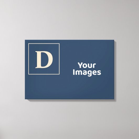 Blauw/Vanilla Family Initiaal Foto Display Canvas Afdruk (Voorkant)