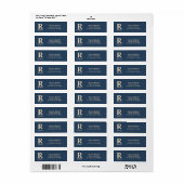 Blauw/Vanilla Modern Minimaal Monogram Etiket (Full Sheet)
