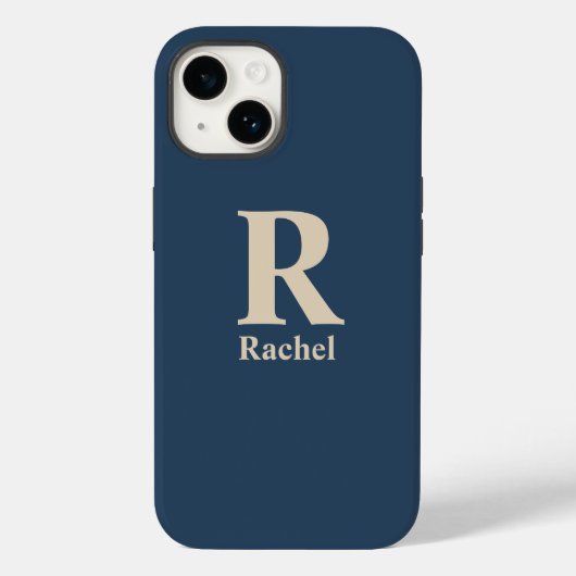 Blauw/Vanilla Moderne Minimaal Monogram Case-Mate iPhone Case (Achterkant)