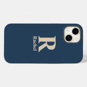 Blauw/Vanilla Moderne Minimaal Monogram Case-Mate iPhone Case (Achterkant (horizontaal))
