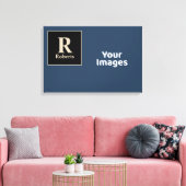 Blauw/vanille Initiaal/naam fotoscherm Canvas Afdruk (Insitu (Woonkamer))