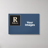 Blauw/vanille Initiaal/naam fotoscherm Canvas Afdruk (Voorkant)