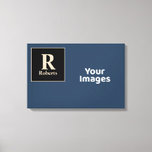 Blauw/vanille Initiaal/naam fotoscherm