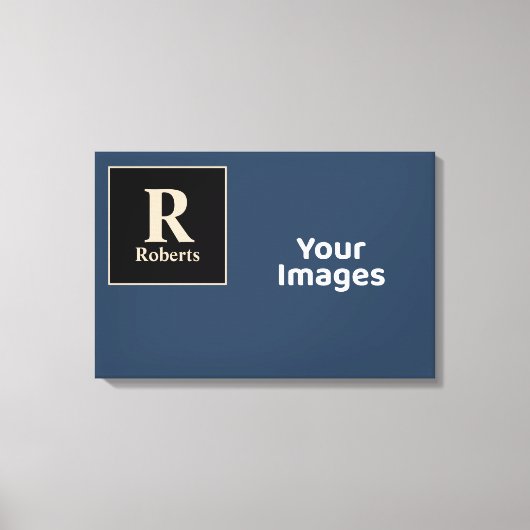 Blauw/vanille Initiaal/naam fotoscherm Canvas Afdruk (Voorkant)