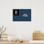 Blauw/vanille Initiaal/naam fotoscherm Poster (Keuken)